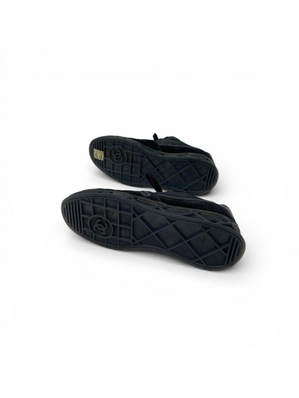 Chanel Sneakers Shoes Suede Nylon Black CC Logo - Picture 6 of 10